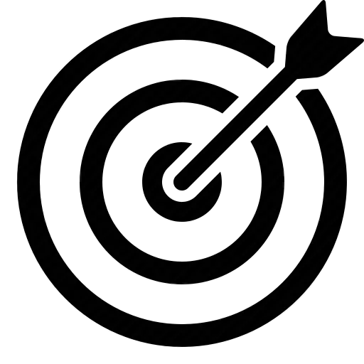 Black Target Icon with Arrow in Bullseye