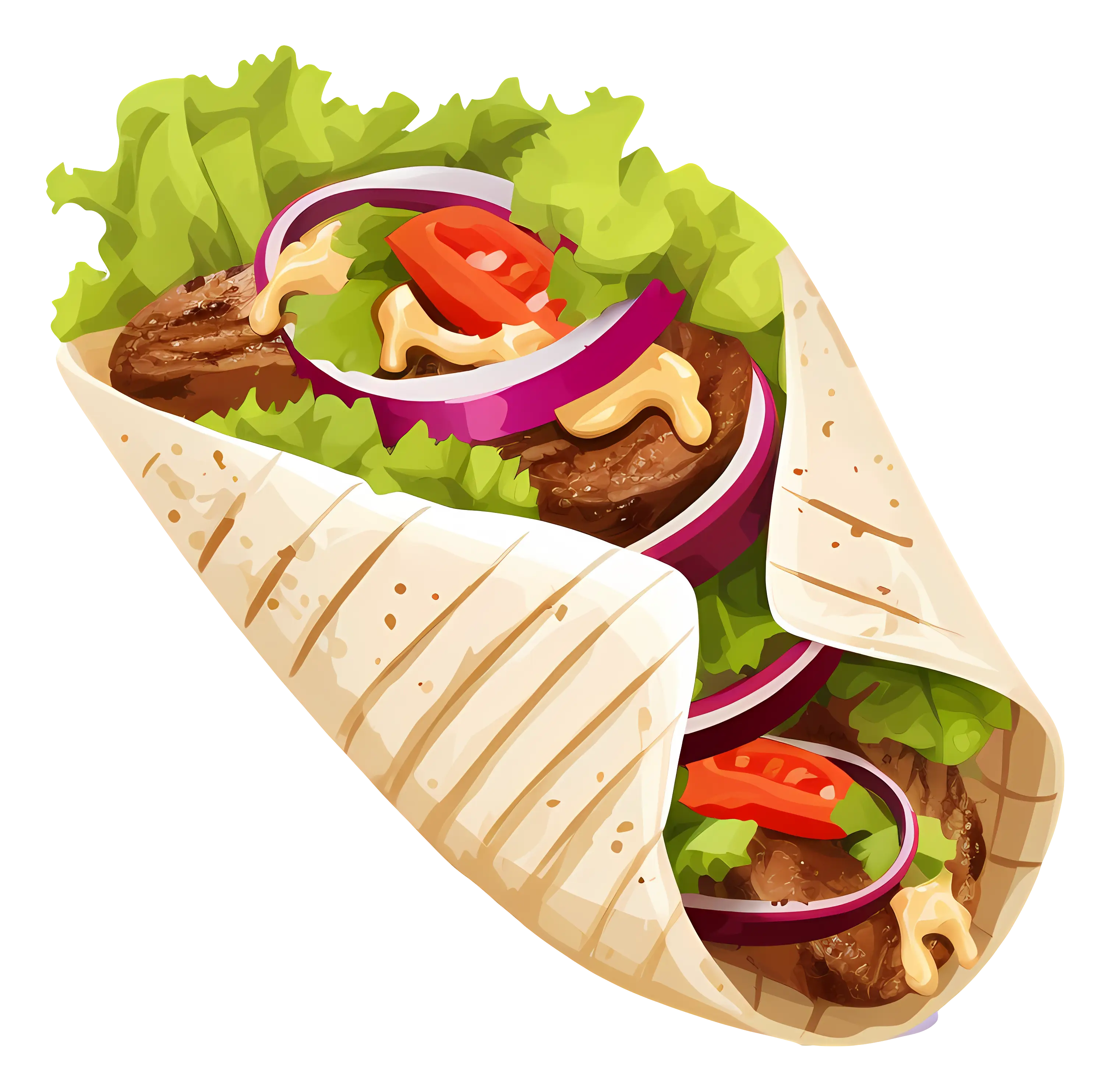 Delicious Meat Wrap with Fresh Vegetables
