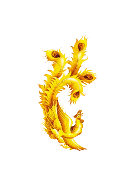 Ornate Golden Phoenix with Feathers