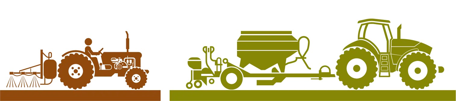 Brown and Green Farm Tractors Illustration