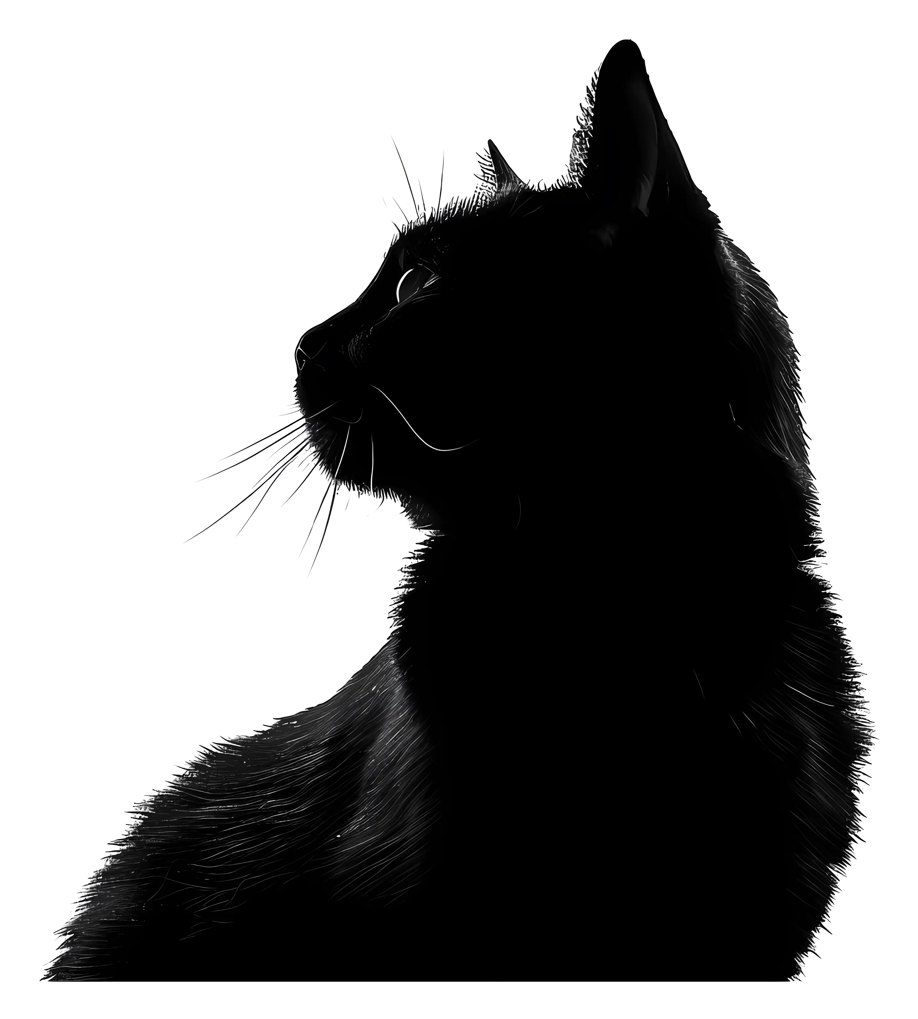Elegant Black Cat Silhouette in Profile View
