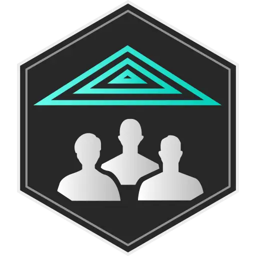 Hexagonal Logo with Three Silhouettes Design