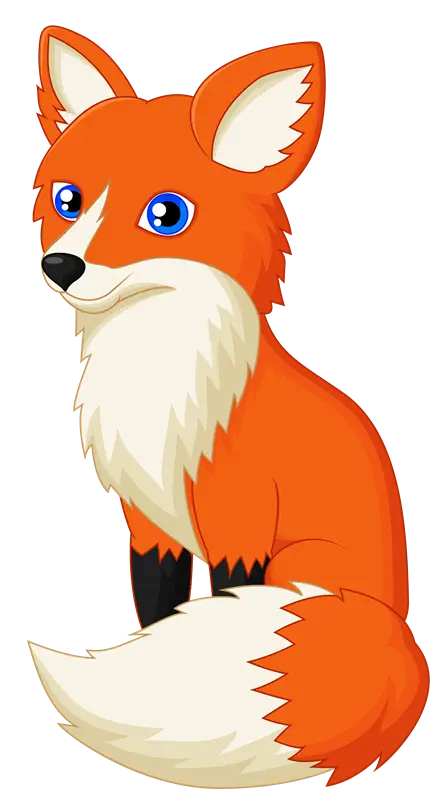 Cartoon Orange Fox with Bright Fur