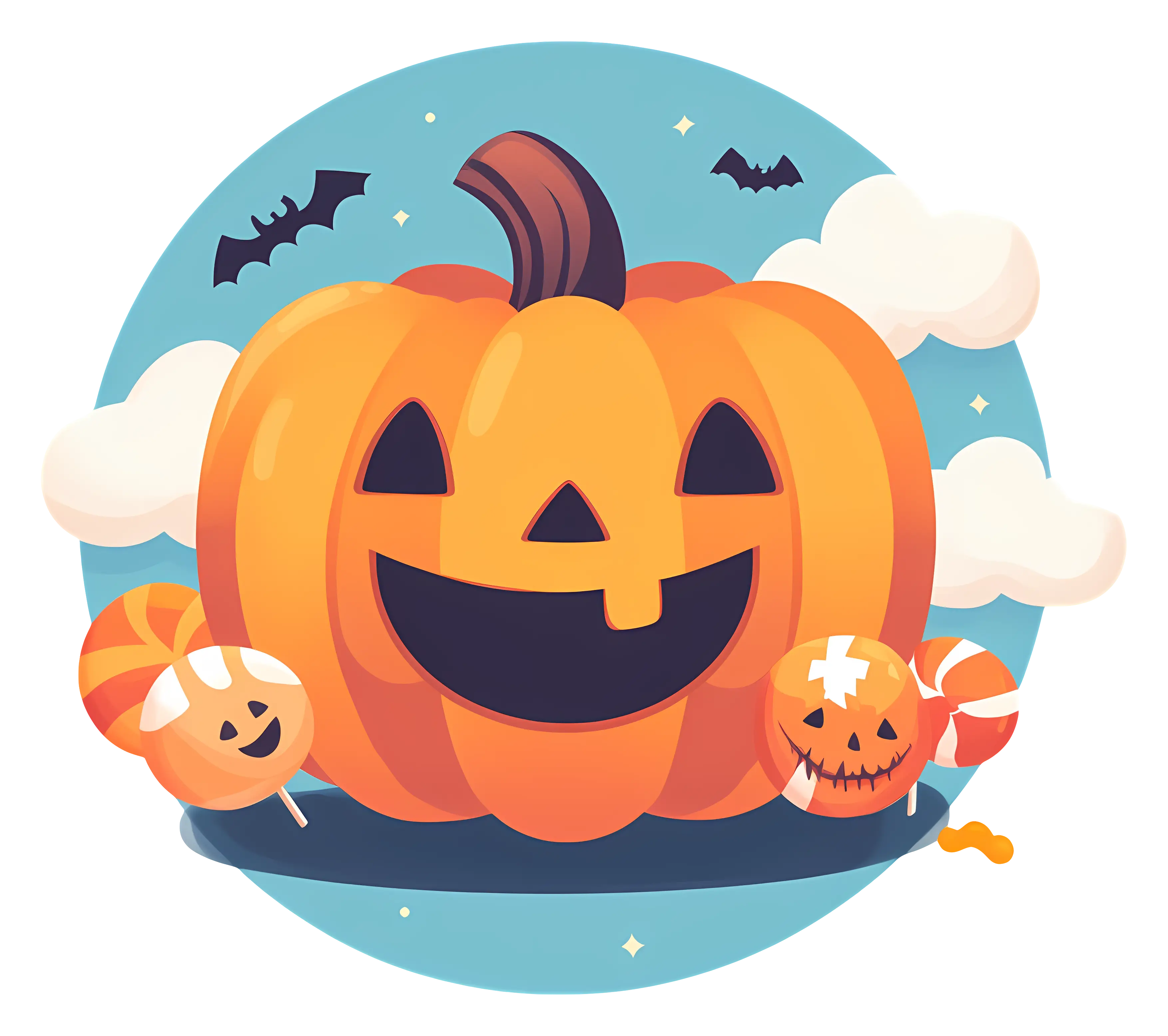 Jack-o&#039;-Lantern with Candies for Halloween Illustration