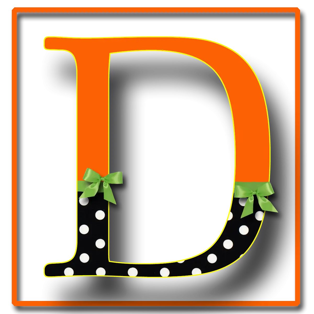 Decorative Letter D with Polka Dots