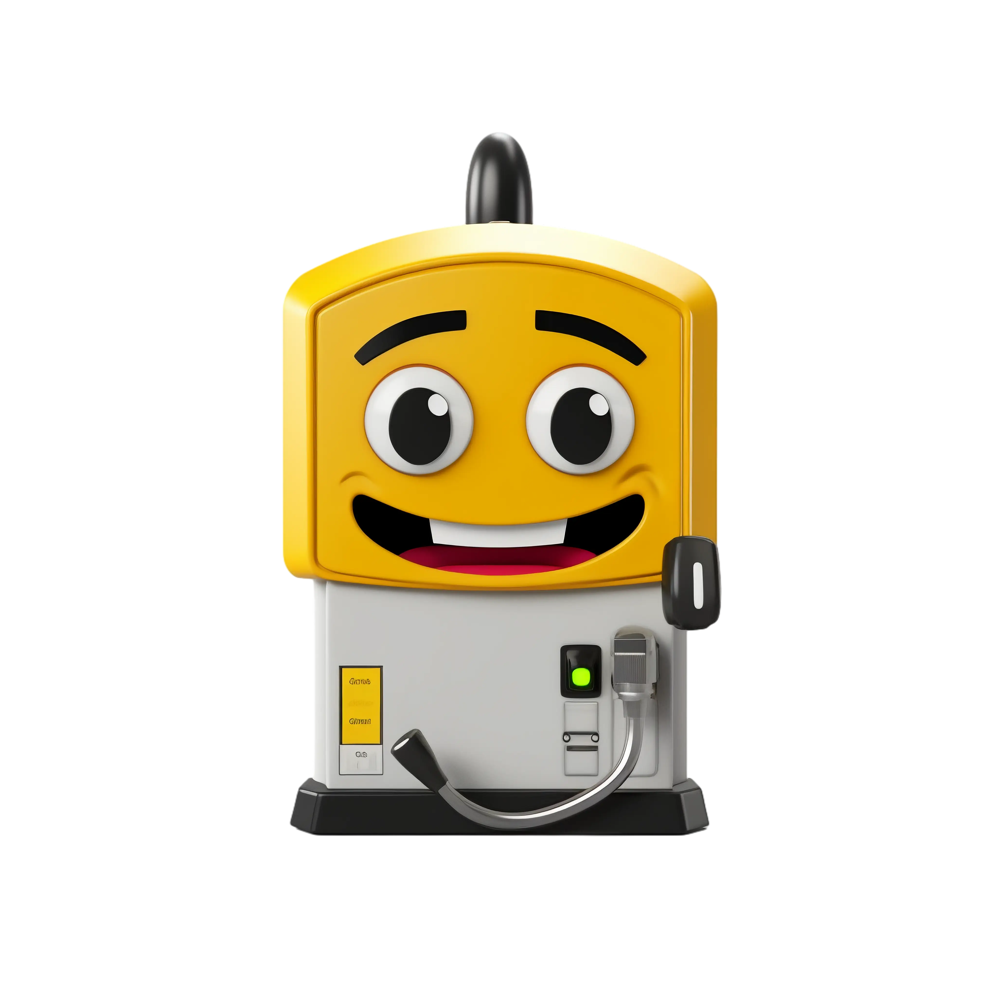 Yellow Gas Pump with Smiling Face
