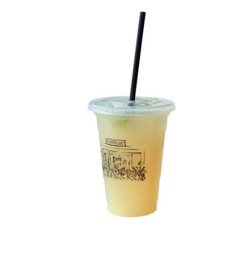 Iced Drink in a Plastic Cup with Lid and Straw
