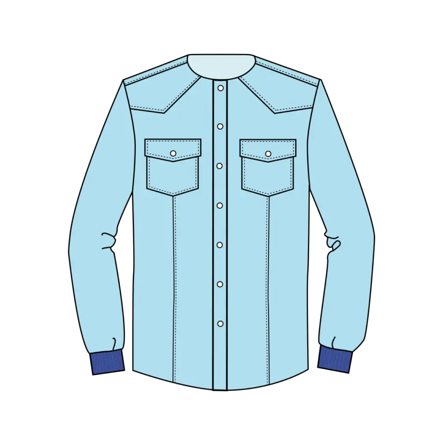 Blue Button-Up Long-Sleeve Shirt Illustration