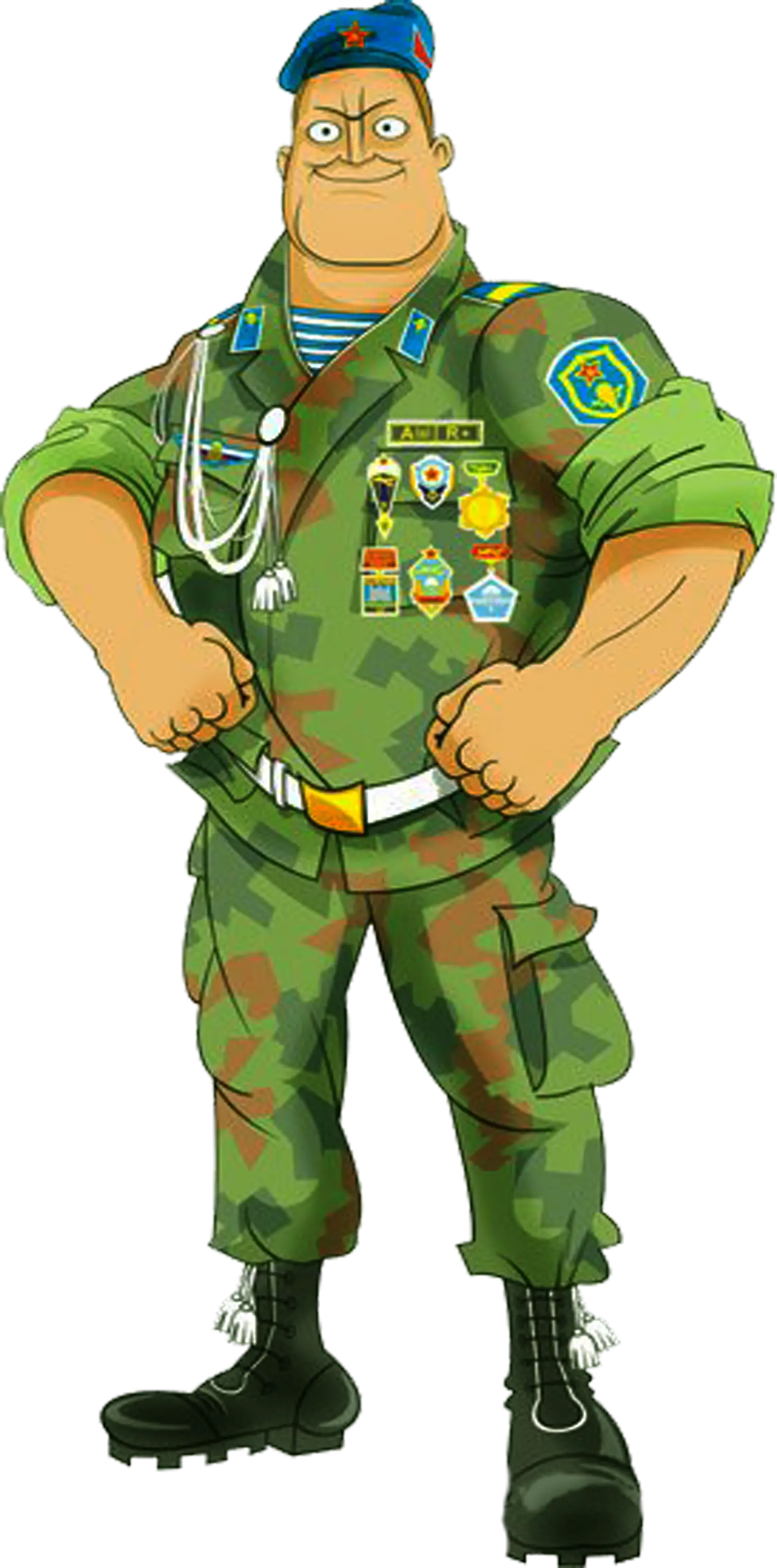 Cartoon Army Man in Military Uniform