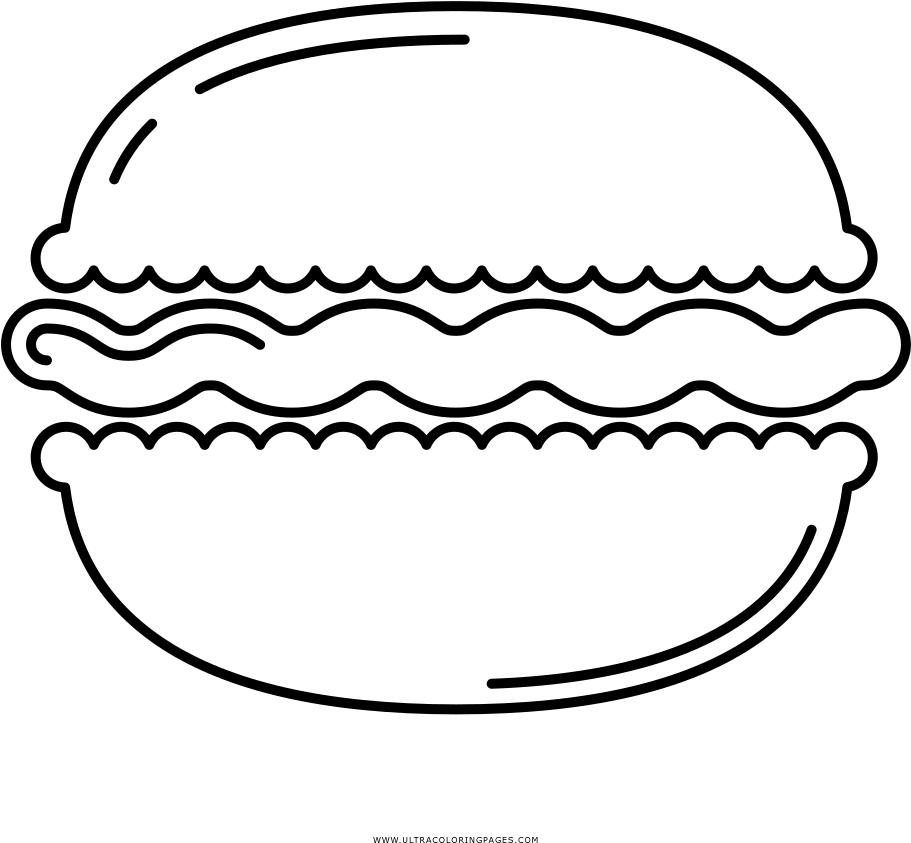 Simple Line Drawing of a Burger