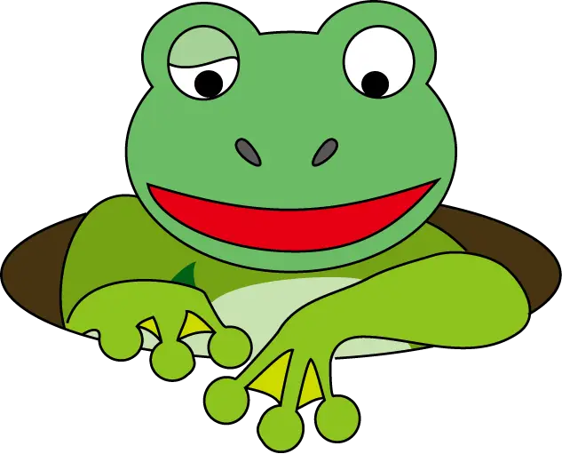 Cartoon Green Frog Popping out of a Hole
