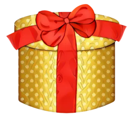 Golden Gift Box with Red Ribbon for Festivities