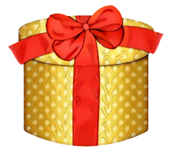 Golden Gift Box with Red Ribbon for Festivities