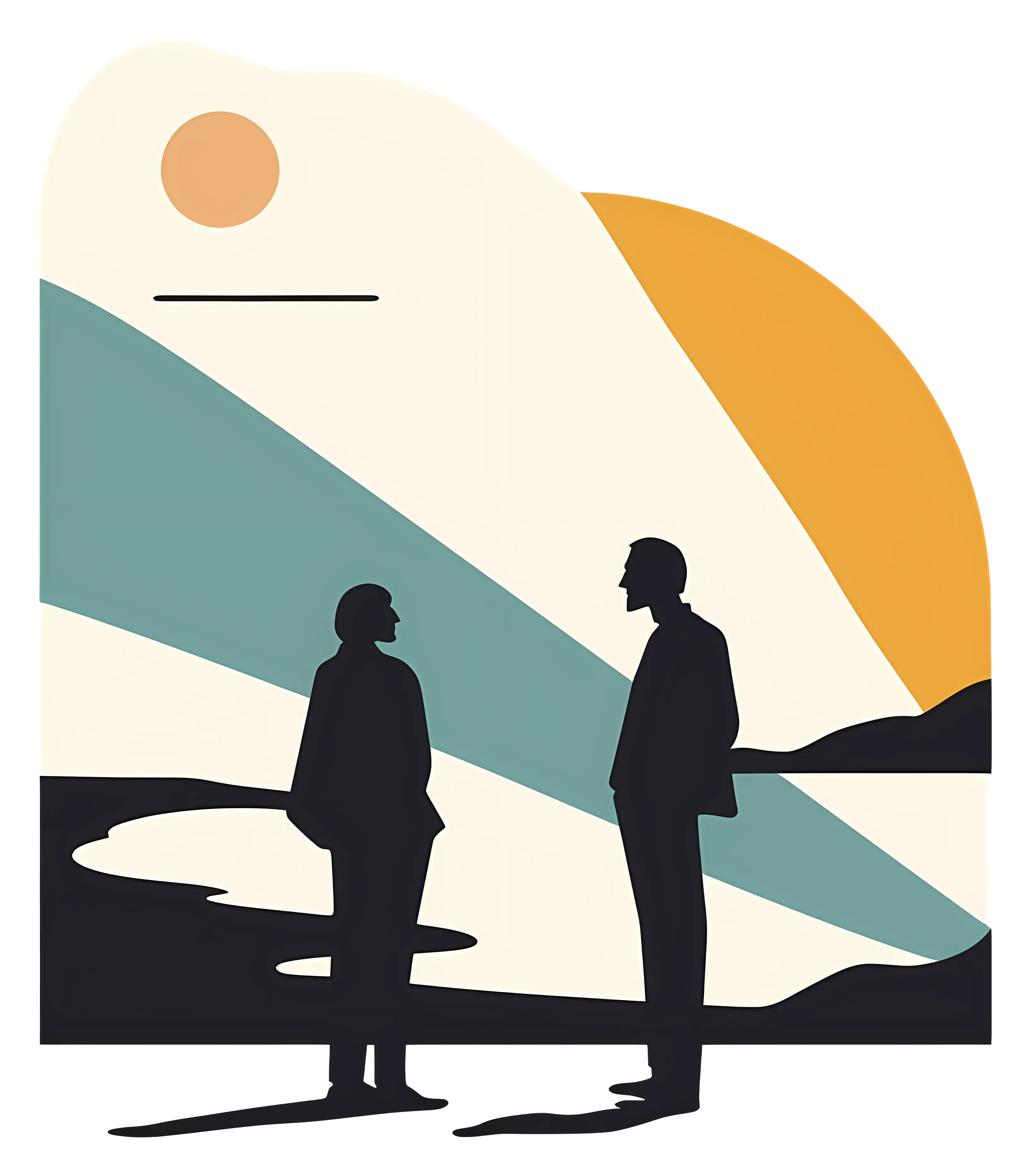 Abstract Two People Talking Illustration
