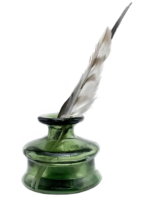 Vintage Ink Bottle with Quill