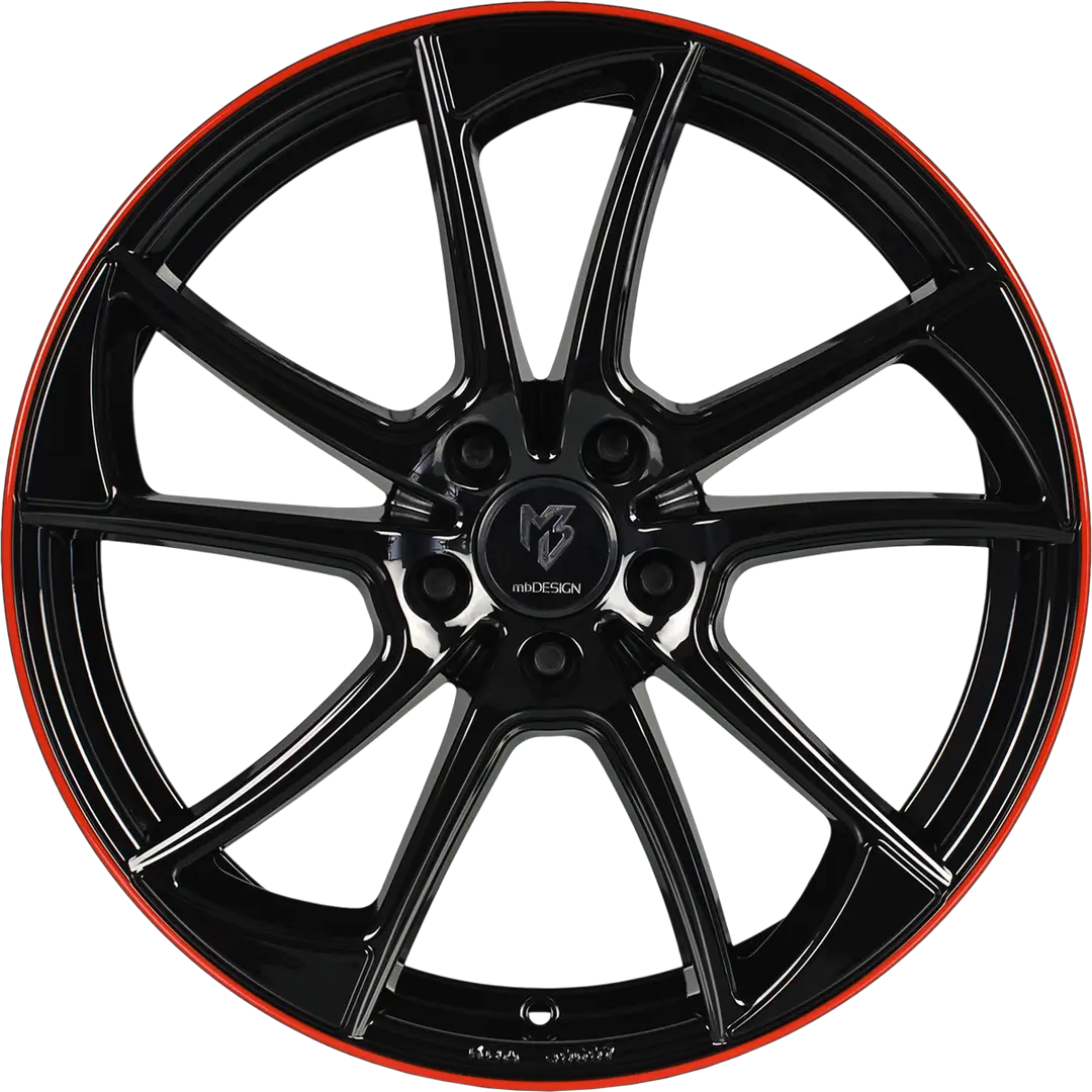 Stylish Black Car Wheel Rim with Red Accent
