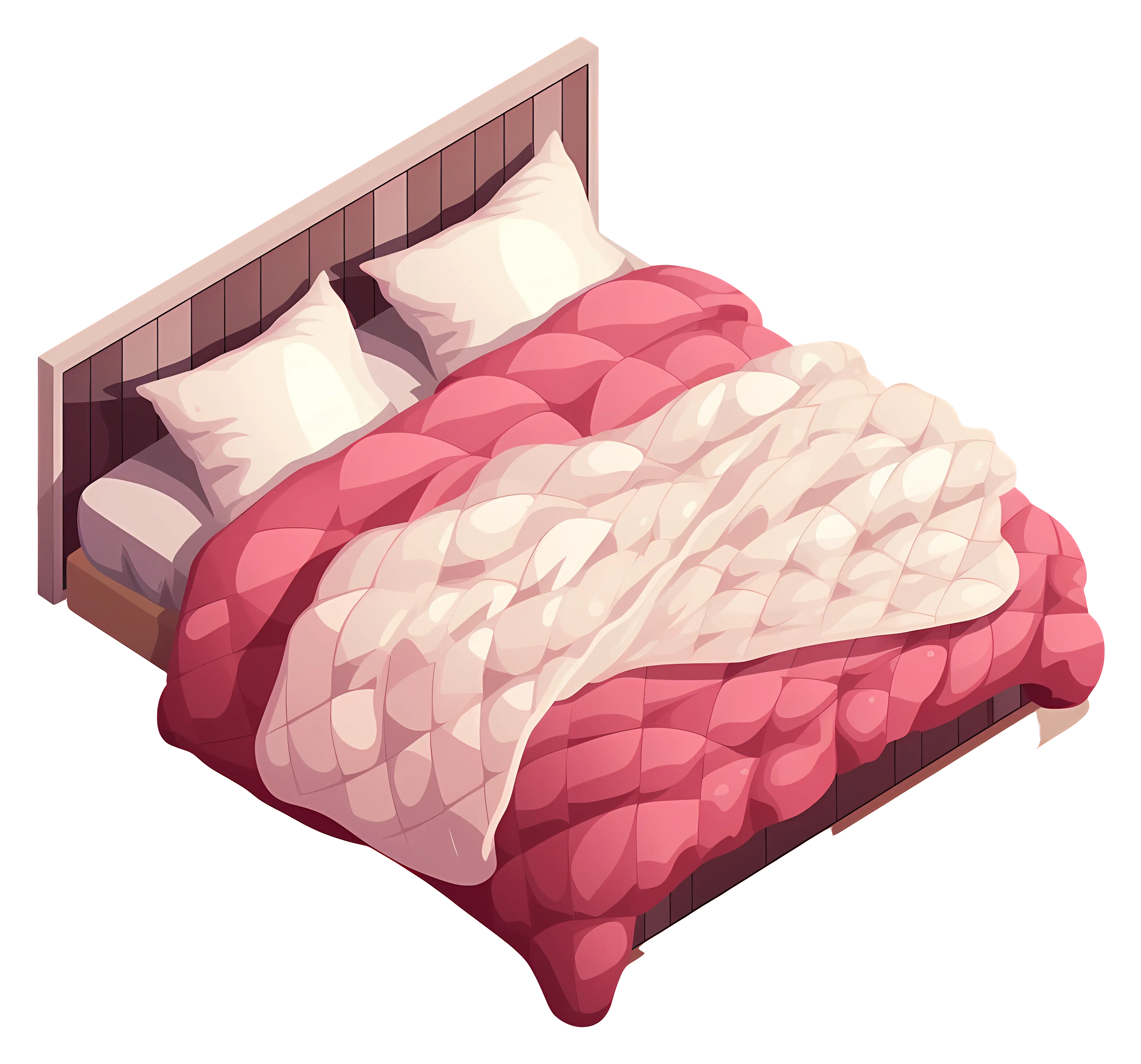 Cozy Bed with Pink Blanket