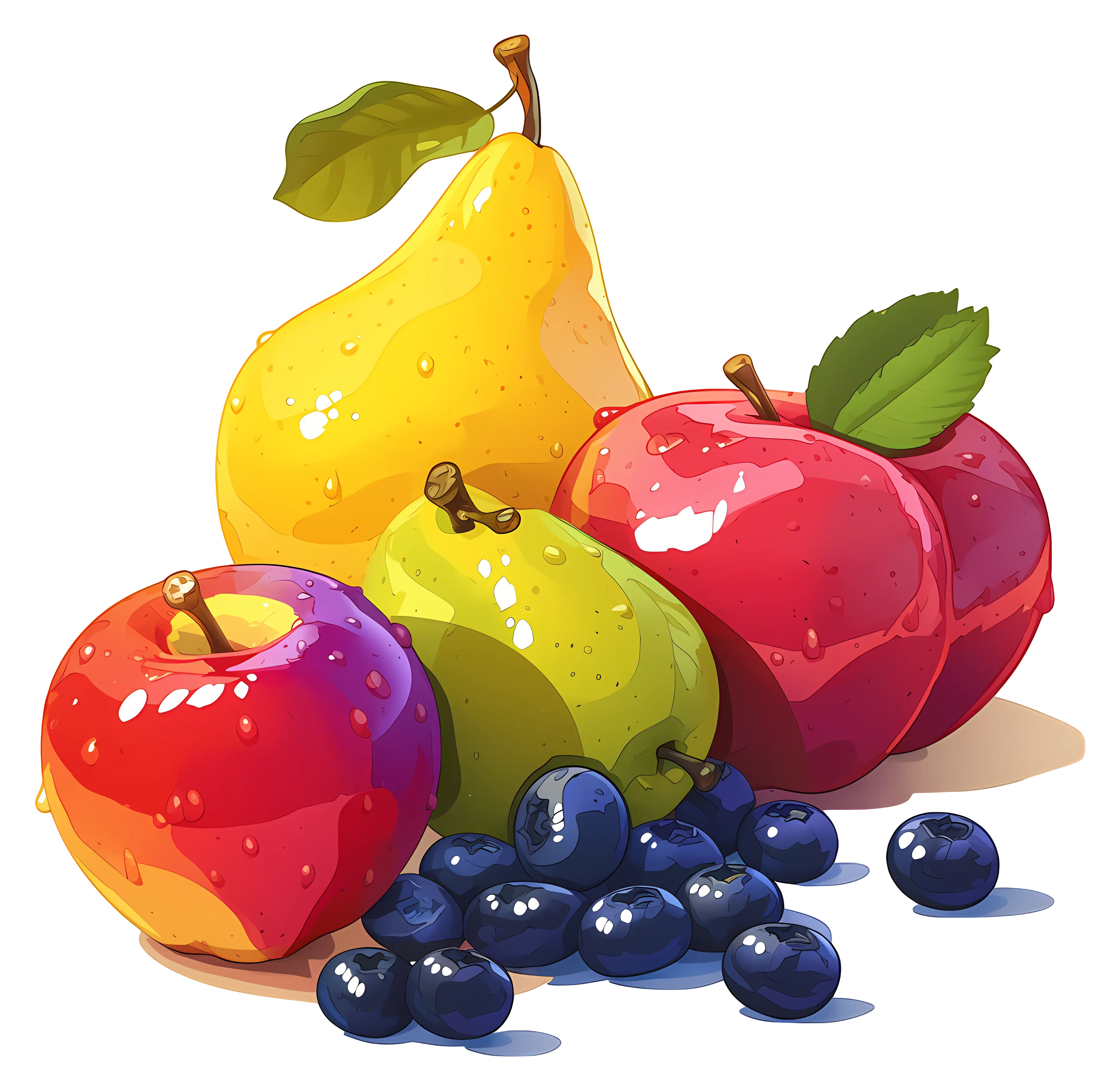 Colorful Mixed Fruits Illustration