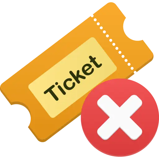 Ticket Icon with Red Cross Symbolizing Cancellation