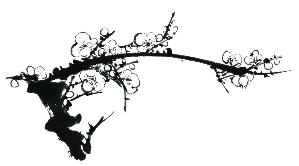 Silhouette of a Branch with Blossoms