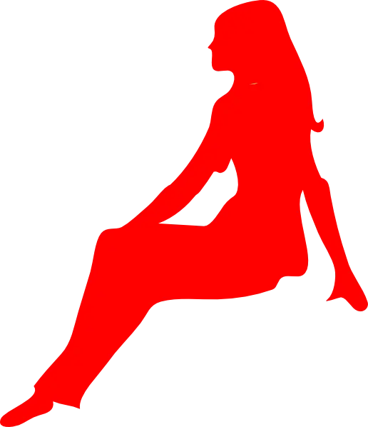 Red Silhouette of Sitting Woman