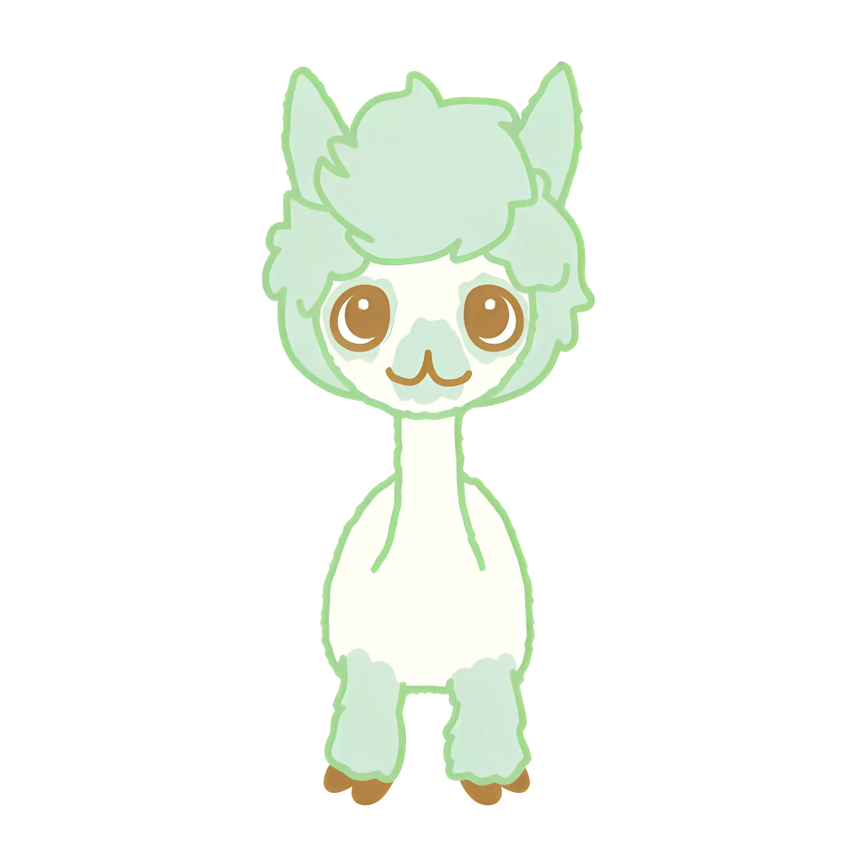 Green Cartoon Alpaca