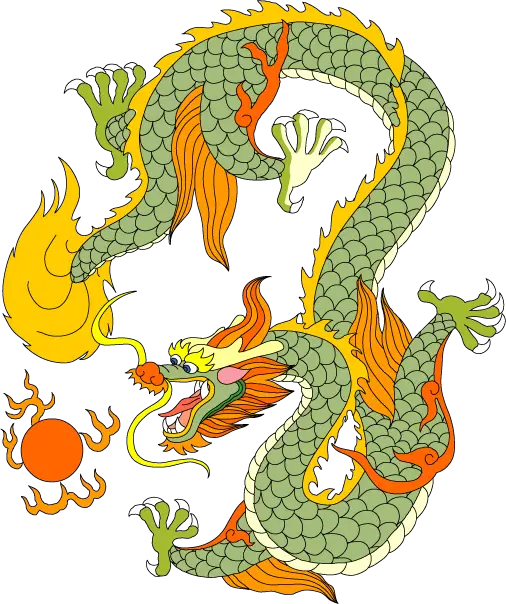Vivid Green Chinese Dragon Artwork