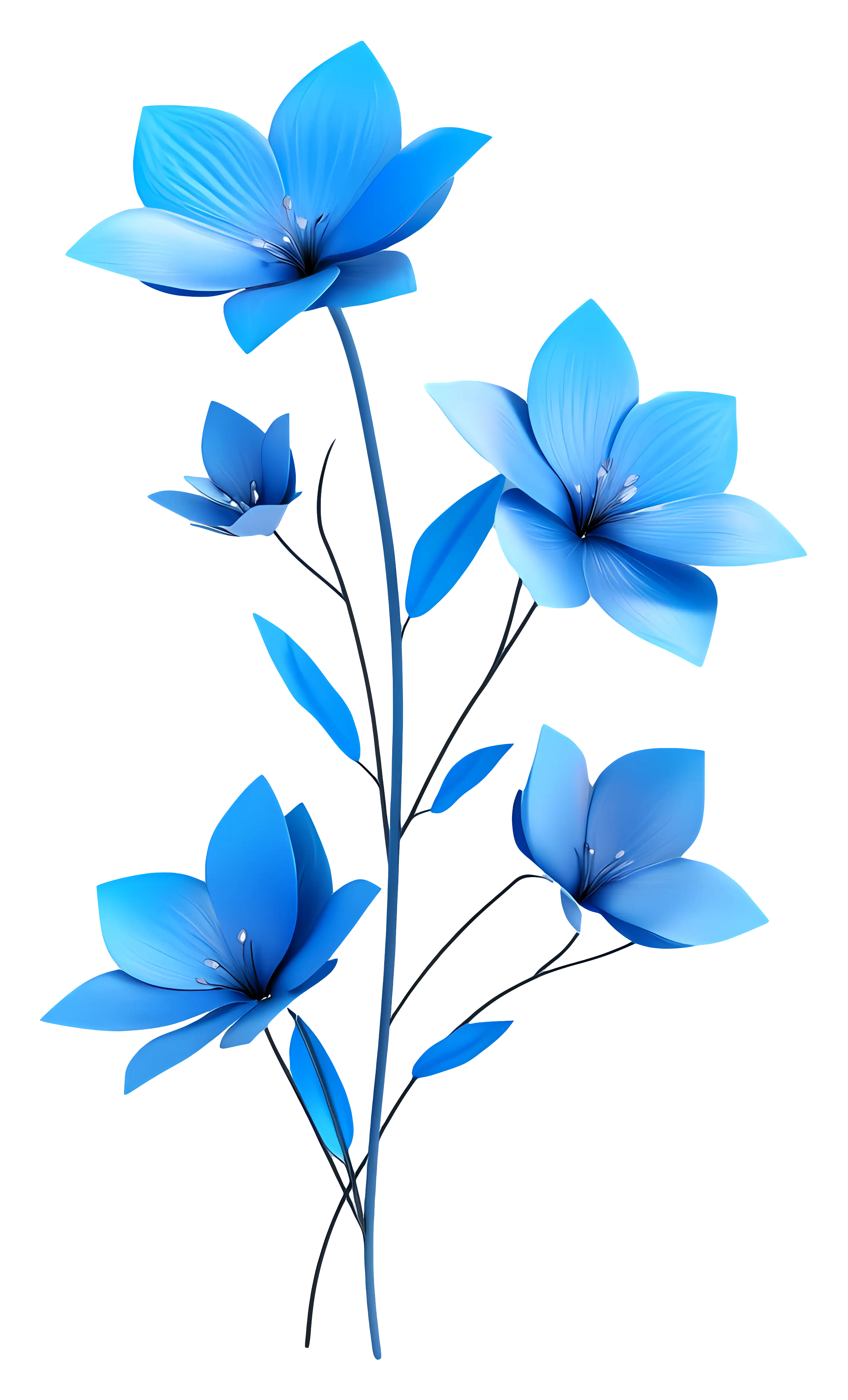 Blue Flowers with Stems