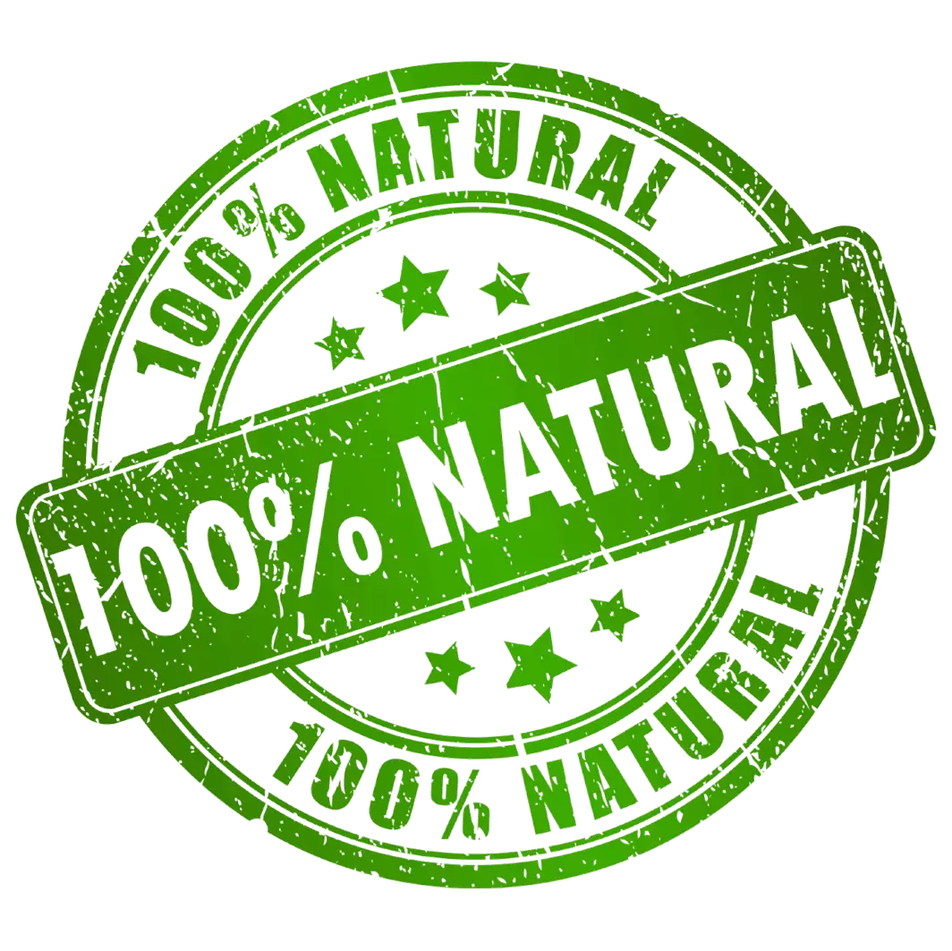 100% Natural Green Certification Stamp