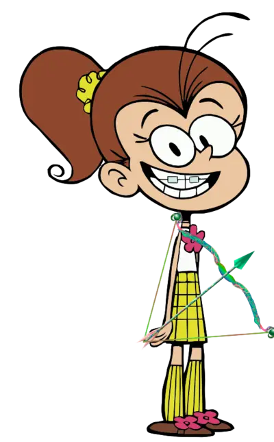 Smiling Cartoon Girl with Bow and Arrow