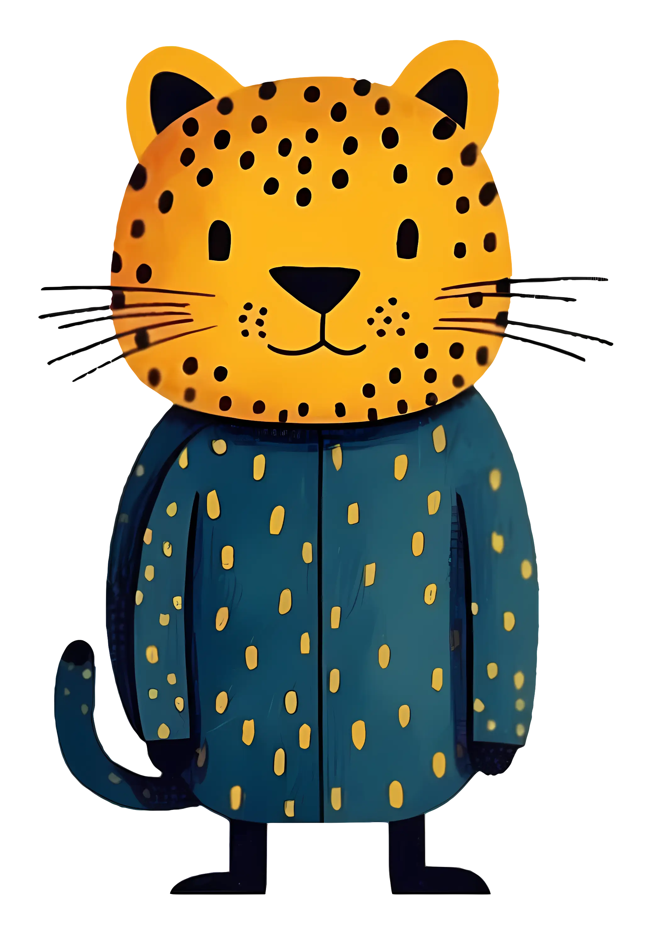 Cartoon Leopard with Spots and Whiskers
