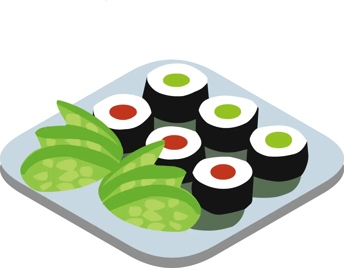 Sushi Rolls on Plate
