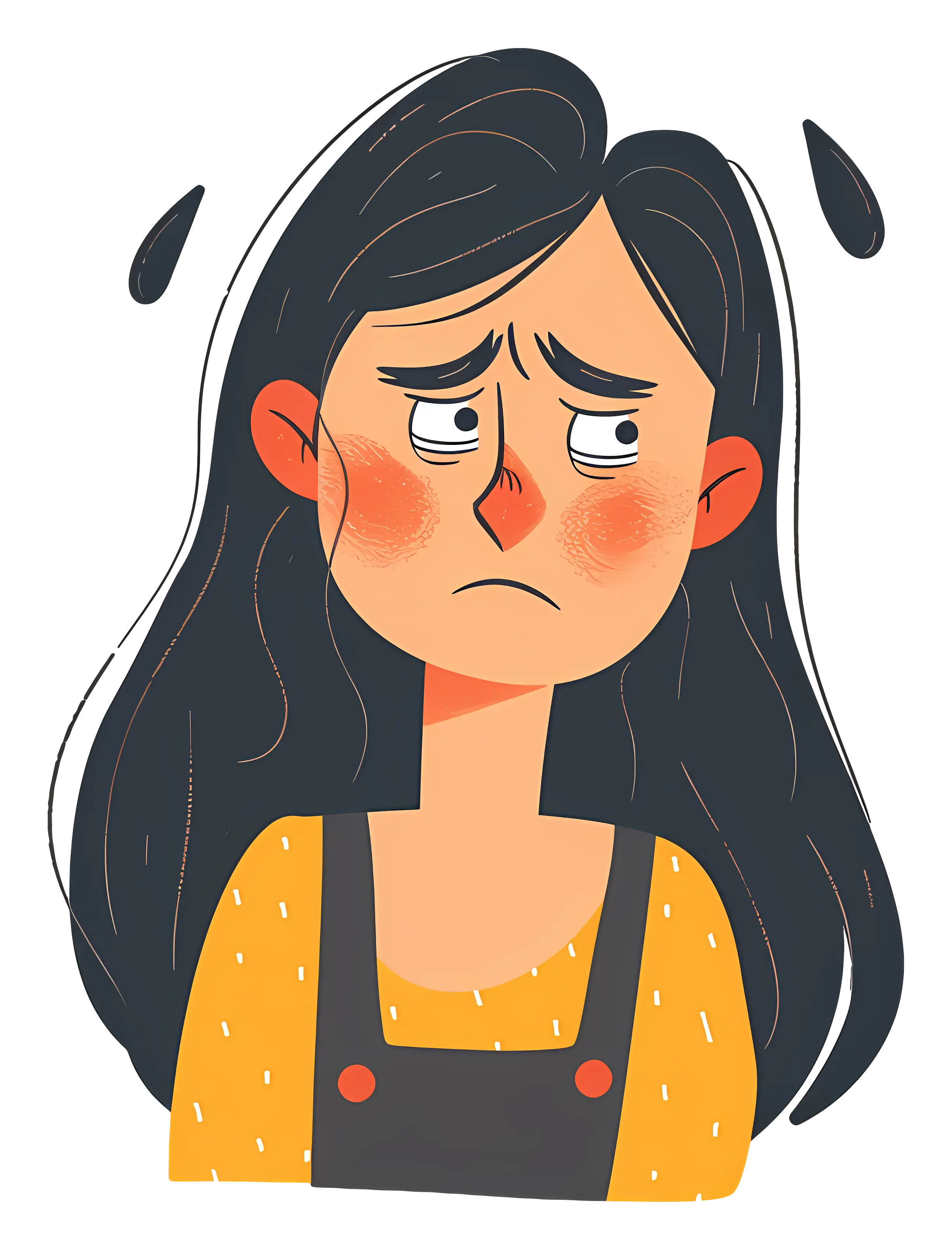 Cartoon Illustration of a Sad Girl