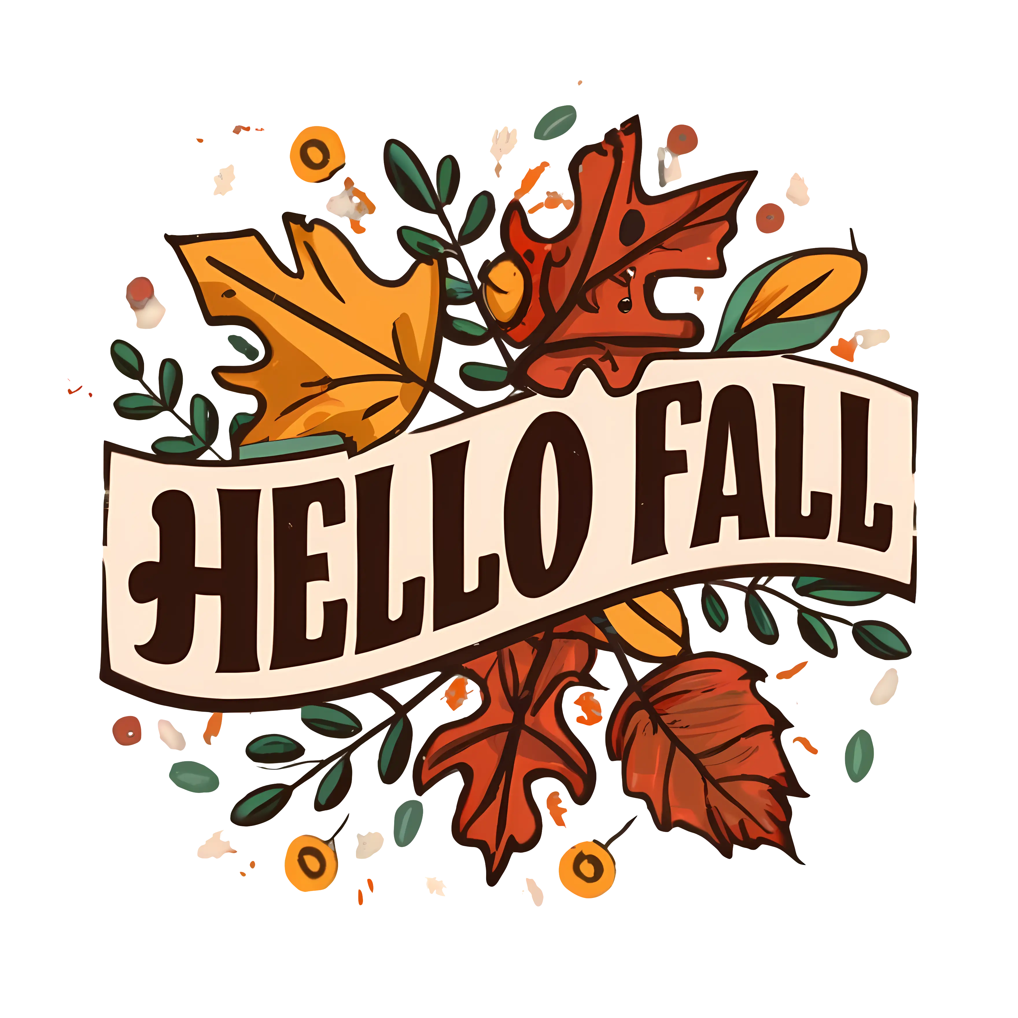 Hello Fall Seasonal Design with Leaves