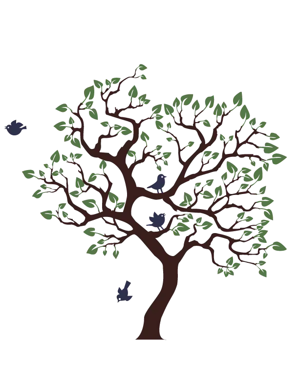 Tree with Birds Illustration in Nature Concept