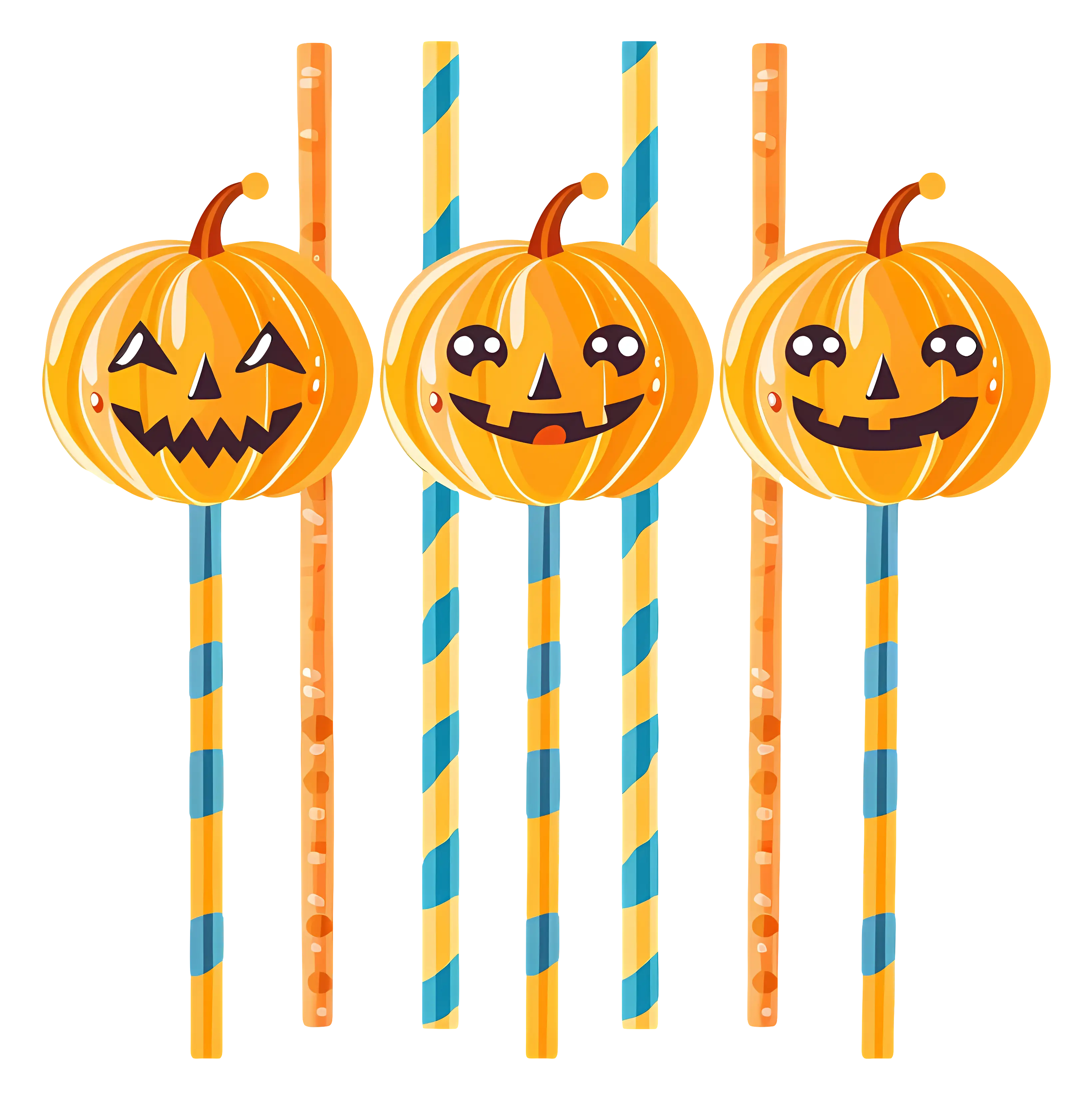 Halloween Pumpkin Face Straws