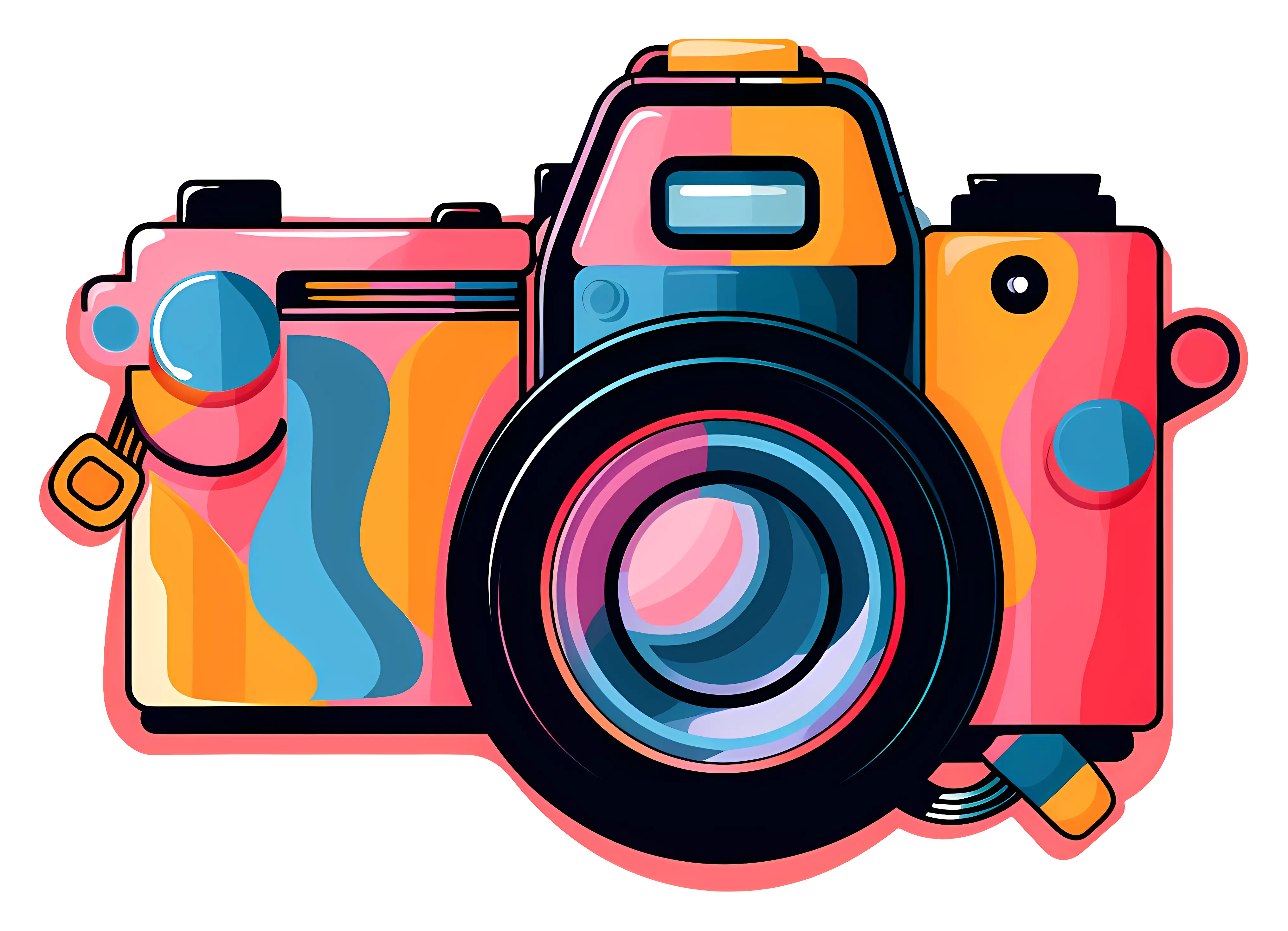 Vibrant Multicolored Camera Illustration