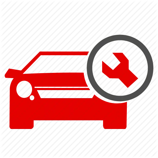 Red Car with Wrench Icon for Repair Services