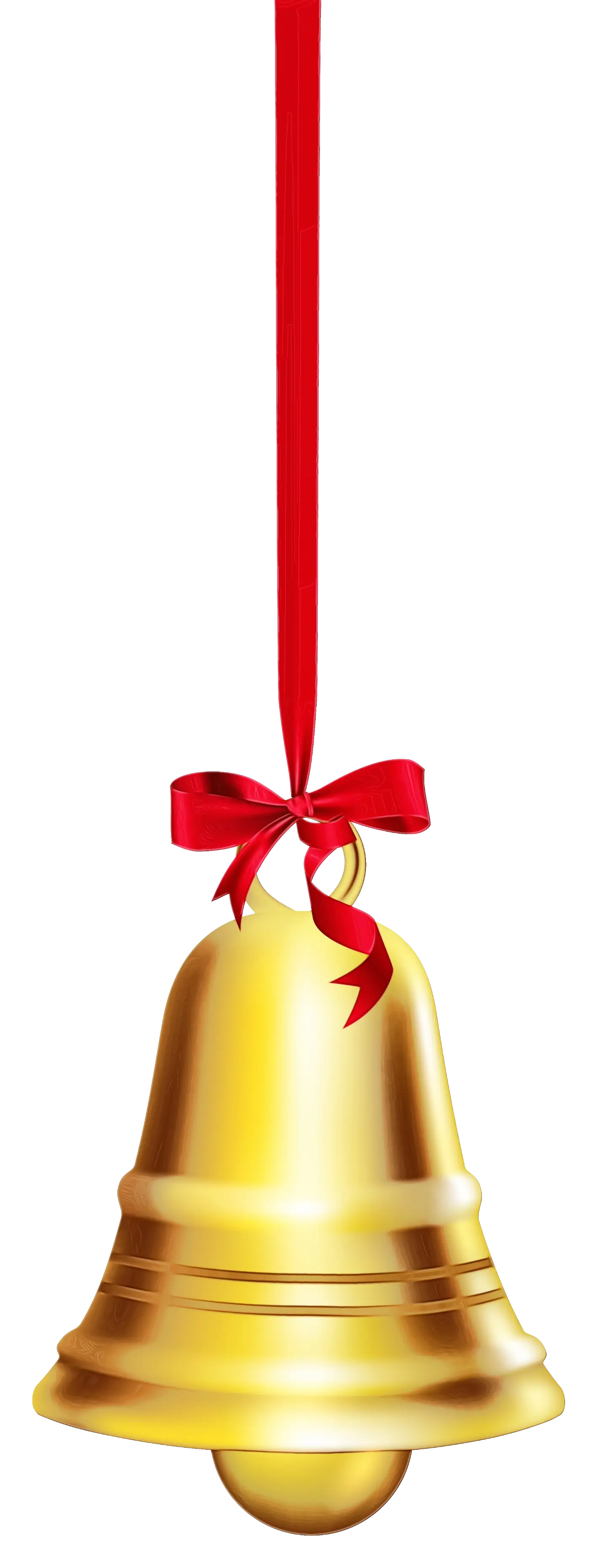 Golden Bell with Red Ribbon Decoration
