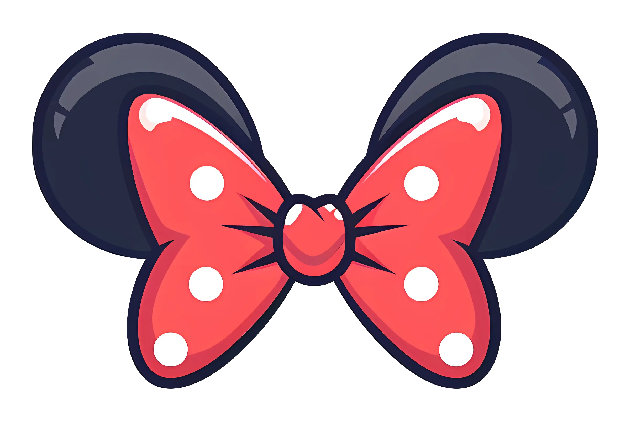 Cute Red Polka-dot Bow with Cartoon Ears