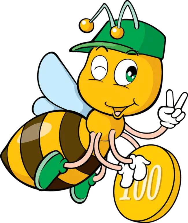 Cartoon Bee with Cap and Coin