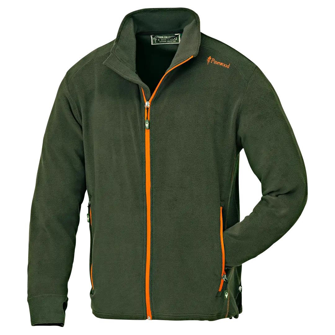 Green Jacket with Orange Zipper Details