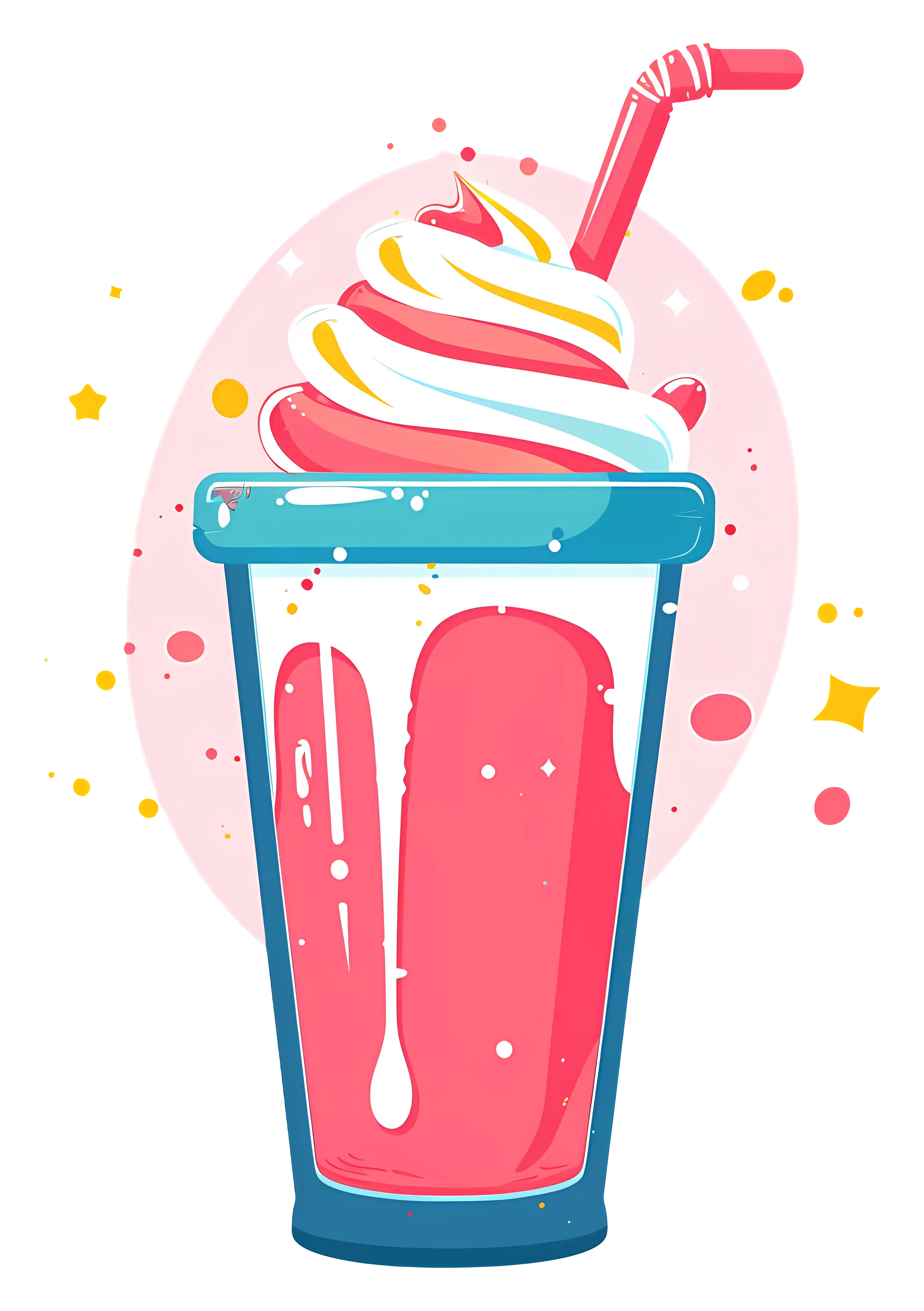 Colorful Milkshake with Straw