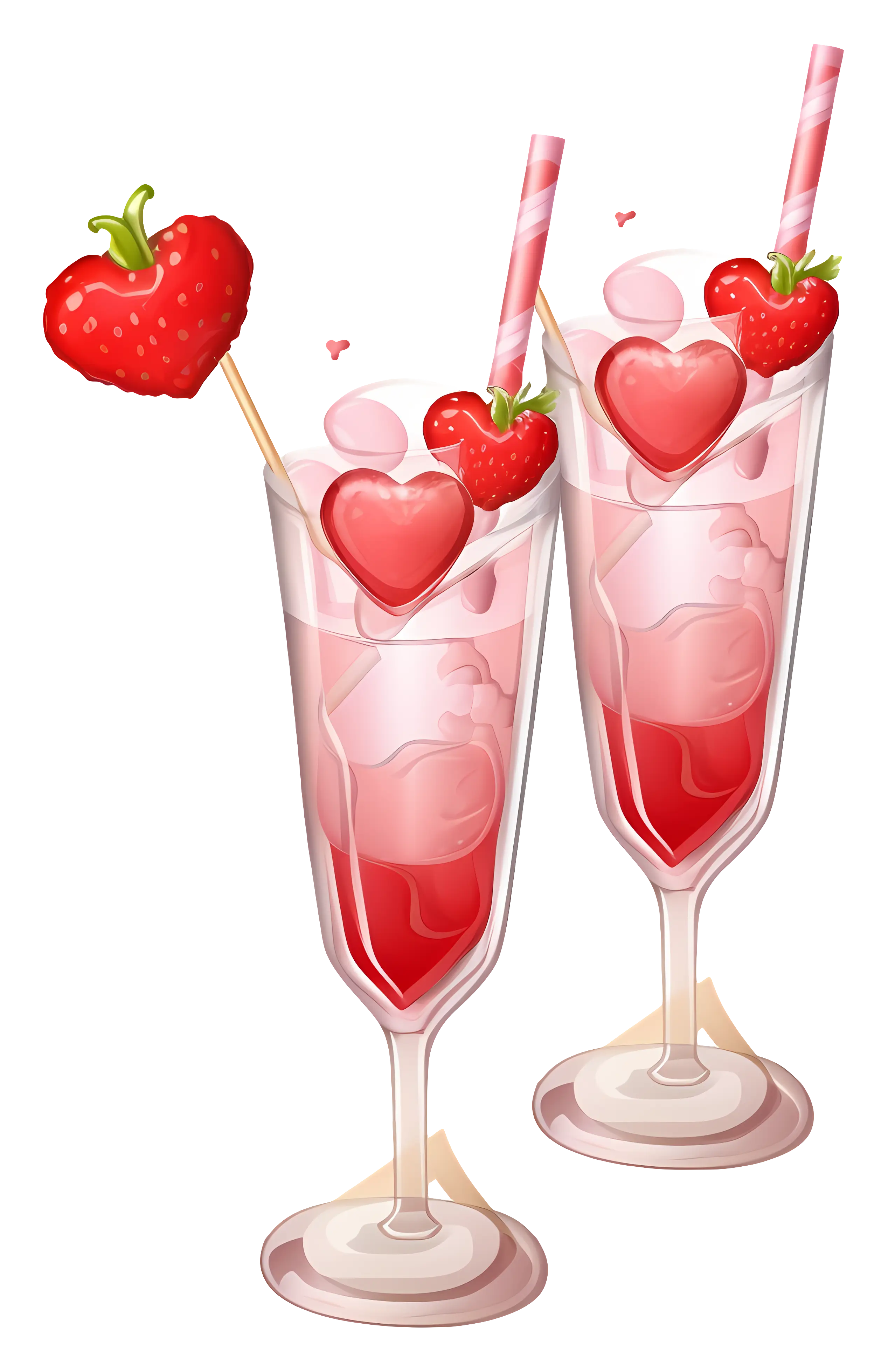 Strawberry-Themed Decorative Drink Illustration