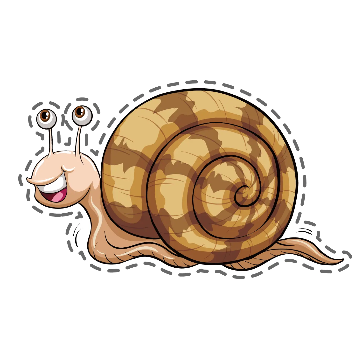 Cheerful Cartoon Snail with Spiral Shell