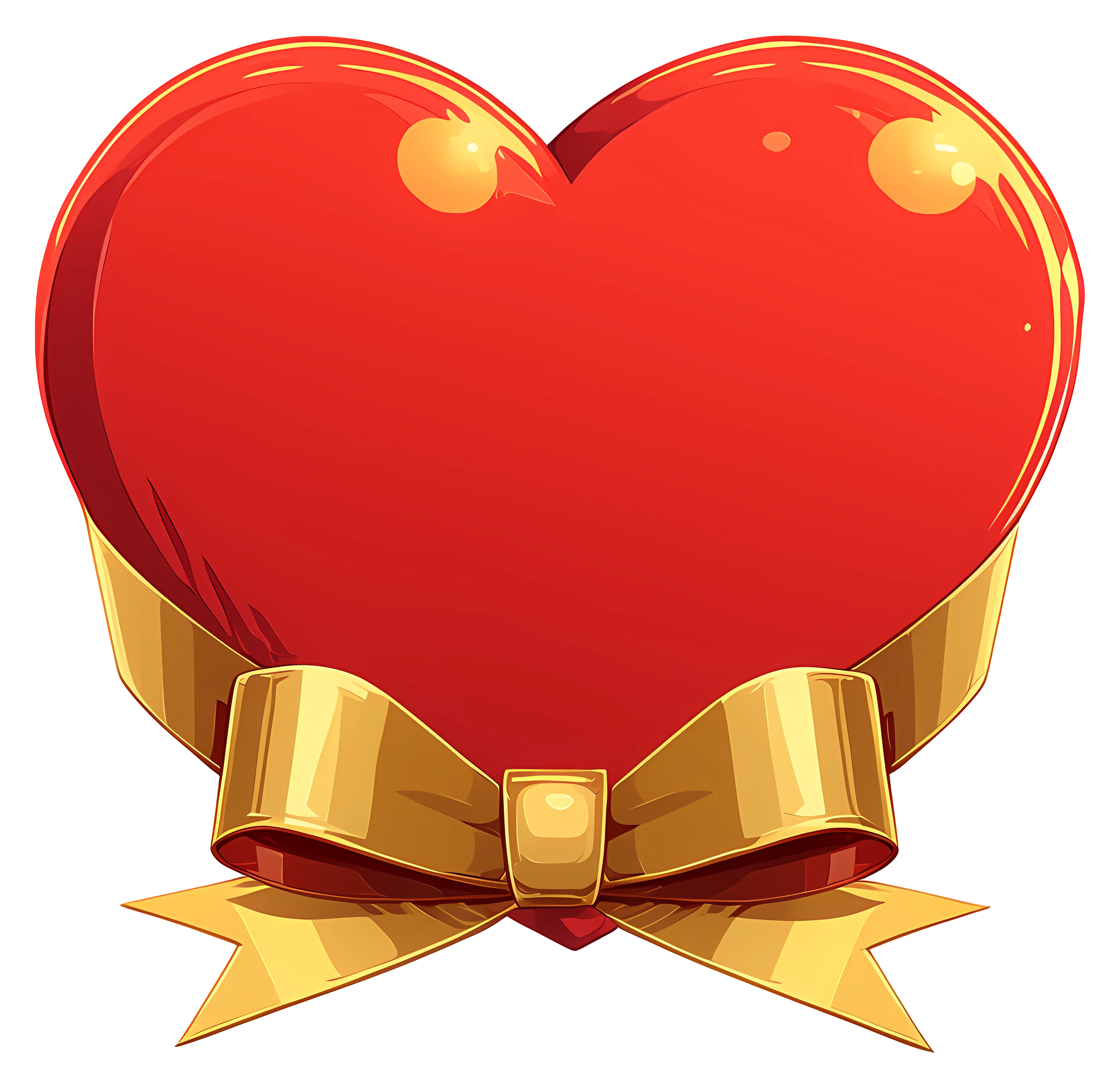Red Heart with Golden Bow Decoration