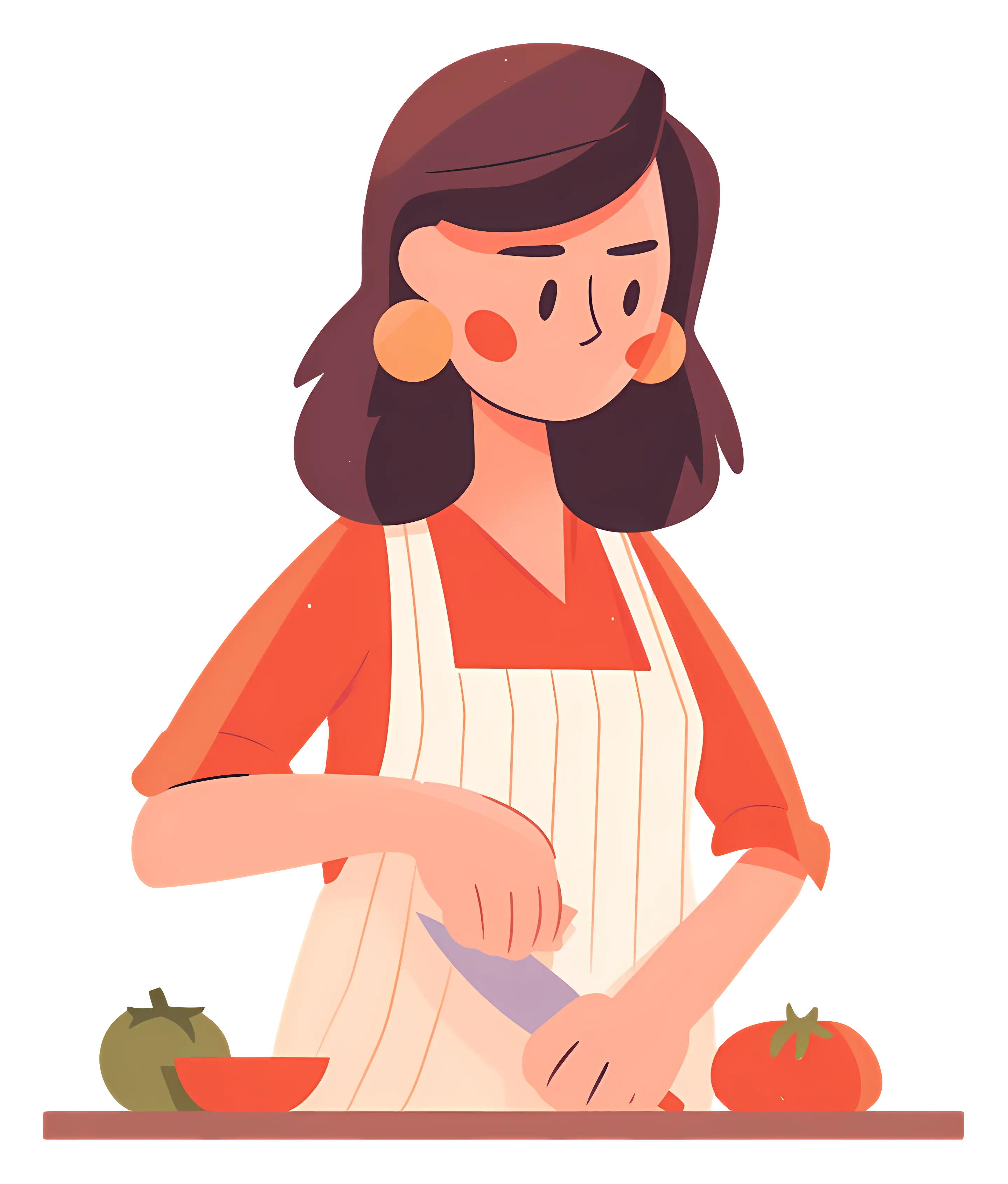 Woman Cooking in Kitchen Illustration