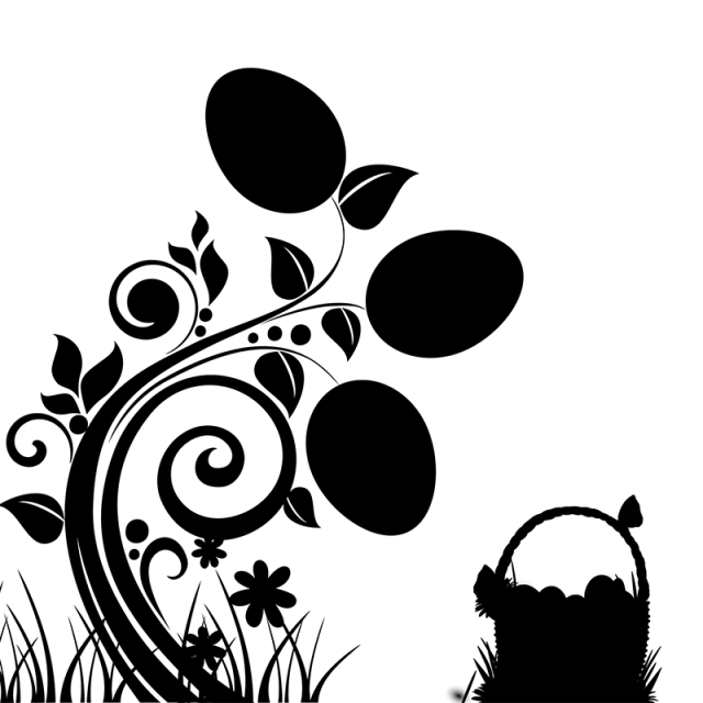 Silhouette of Easter Eggs and Basket