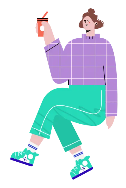 Seated Person Illustration with Beverage