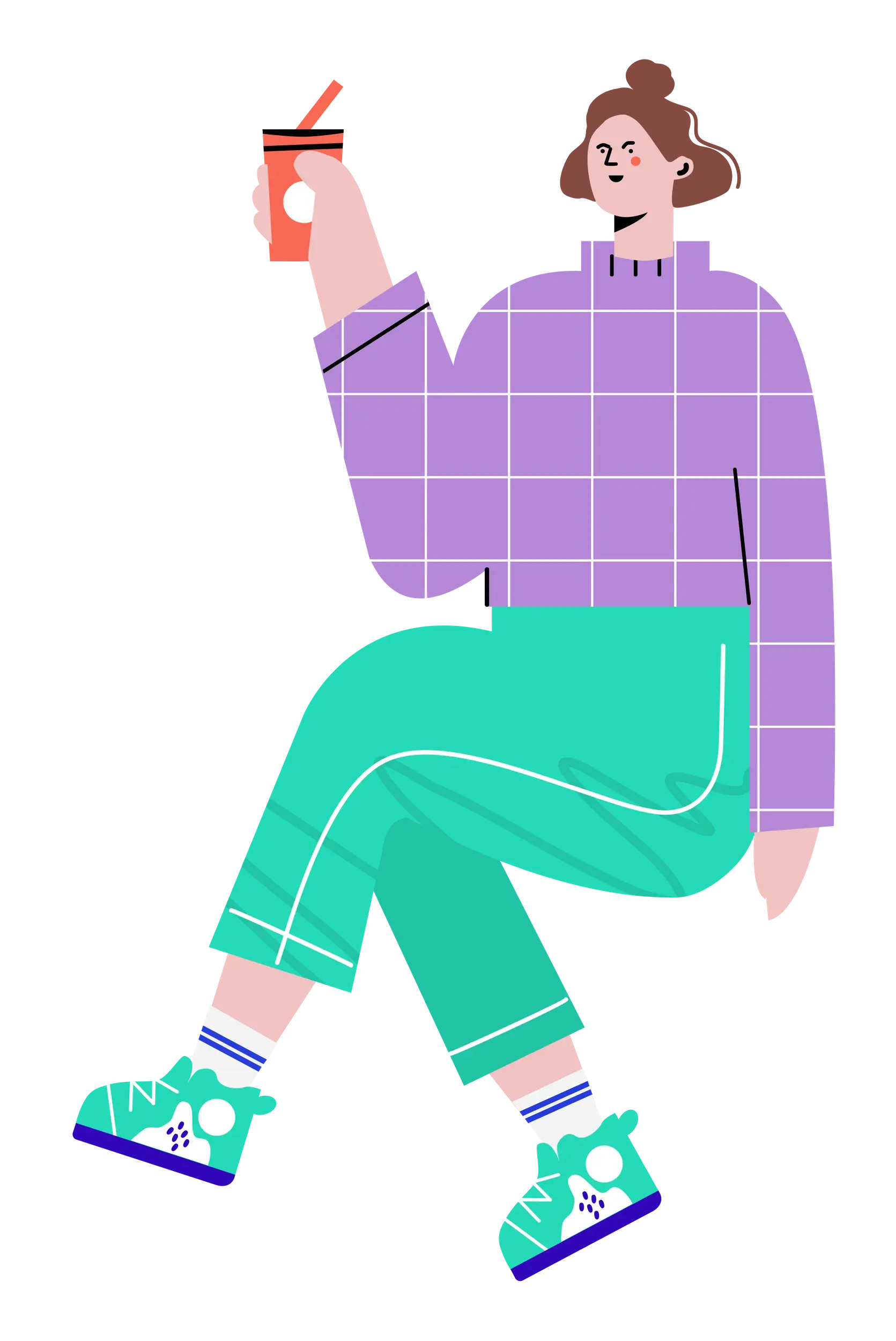 Seated Person Illustration with Beverage